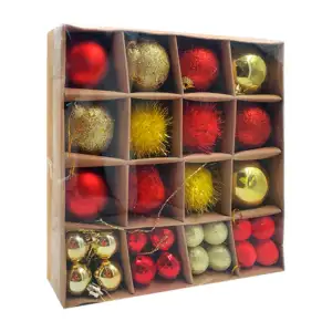 Paquete con 32 esferas navideñas de diversos tamaños, 3-6cm, variedad…