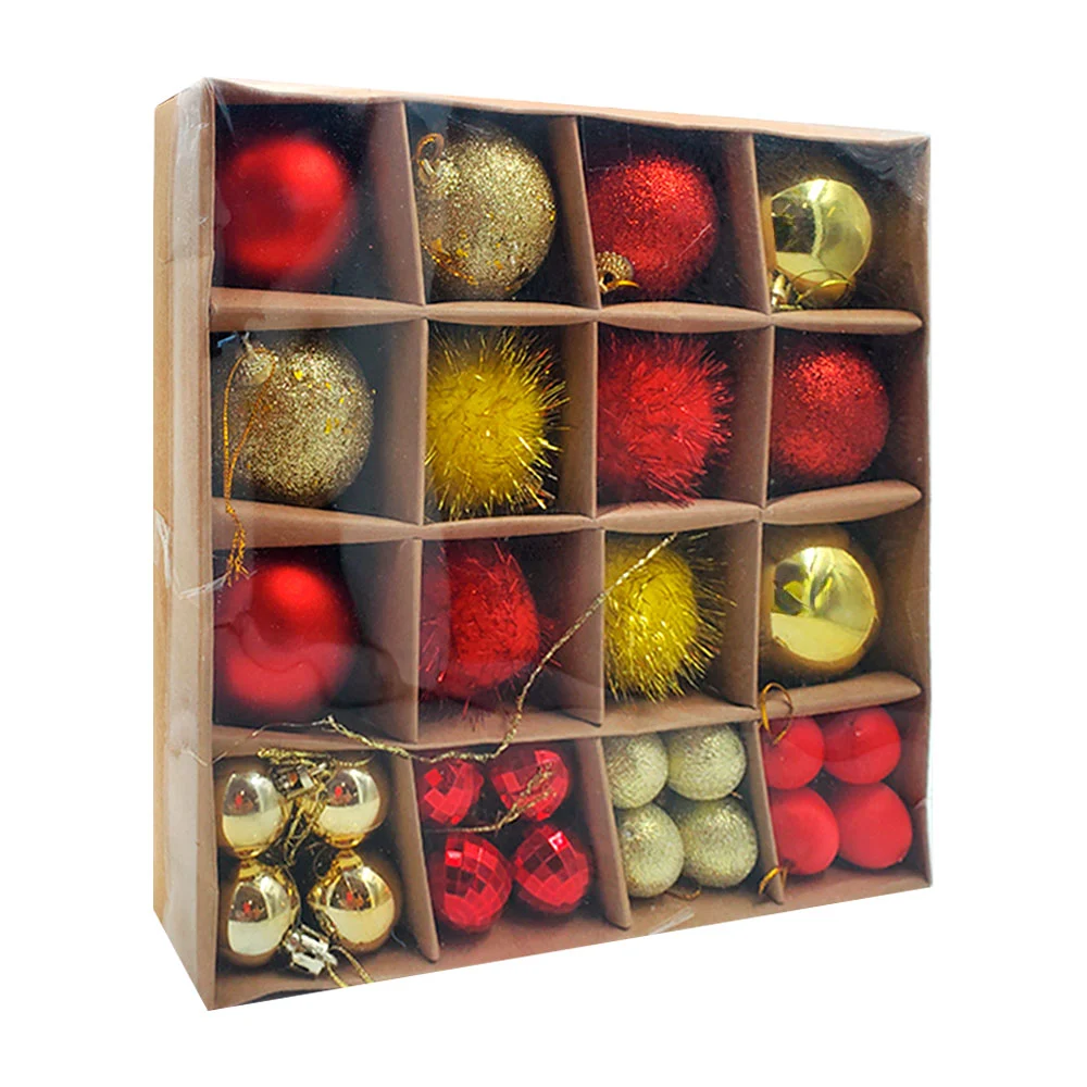 Paquete con 32 esferas navideñas de diversos tamaños, 3-6cm, variedad de colores
