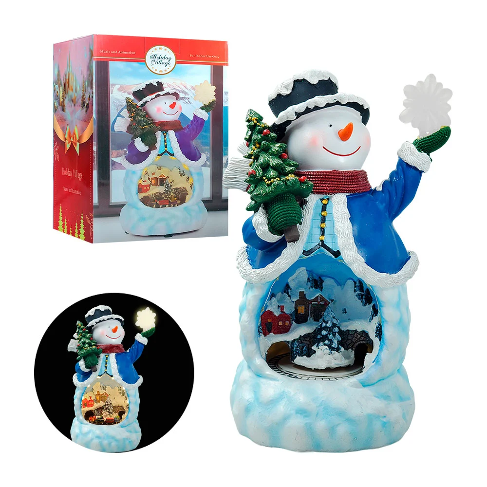 Muñeco de nieve decorativo con tren, pi...