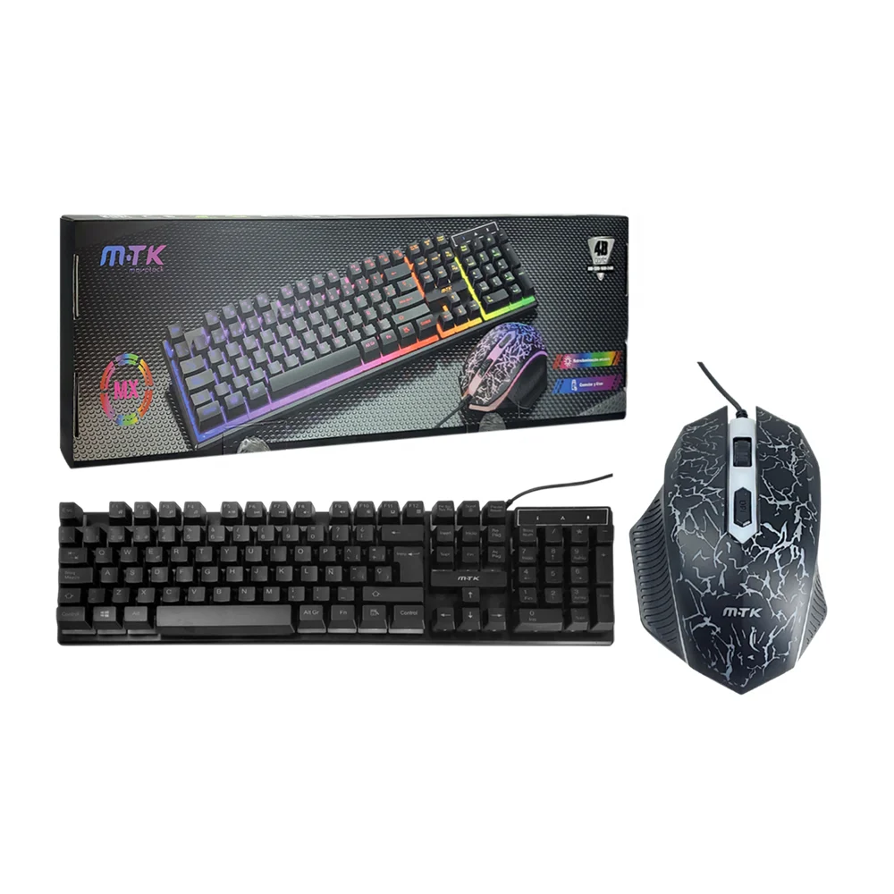 Blíster de teclado y ratón estilo gamer, con estampado e iluminación gamer / mtk
