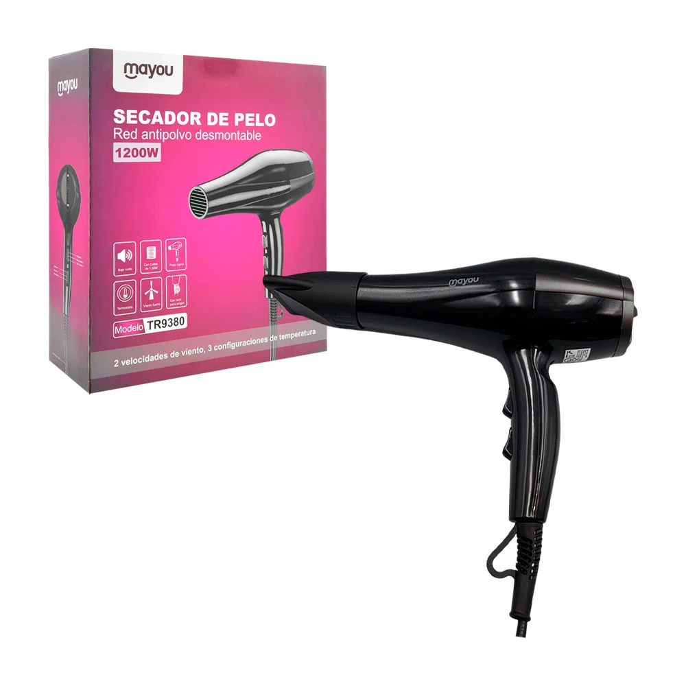 1pza Secadora de pelo estilo pistola, eléctrica, con red antipolvo de 1200w