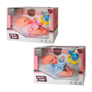 Muñeca bebé cute baby + sonaja en forma de animal, varios modelos / t…