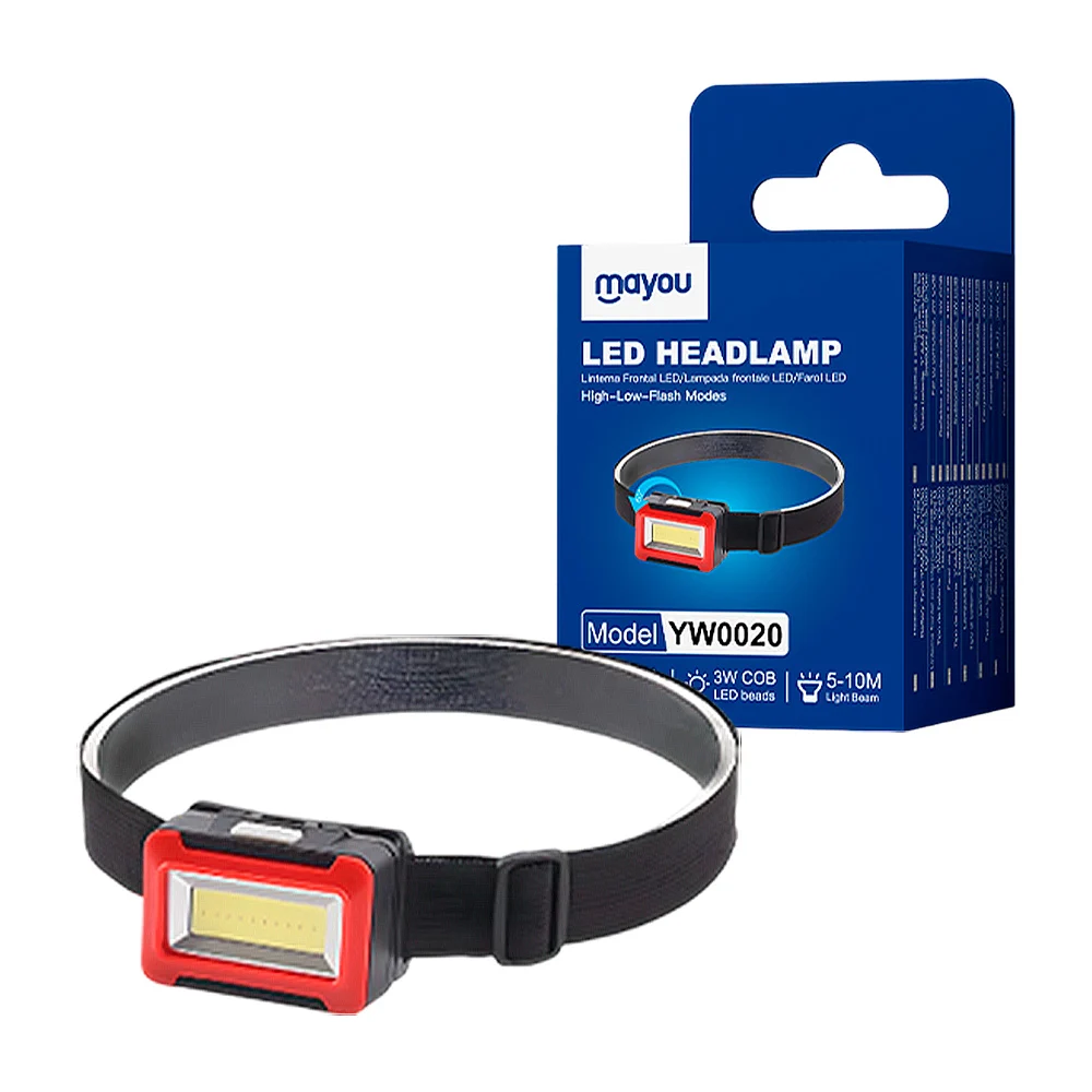 1pz Lámpara led de estilo minero, con banda elástica ajustable, funciones varias