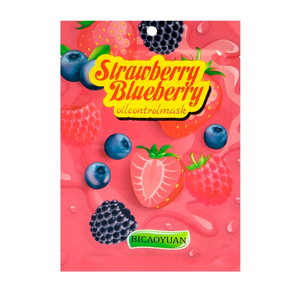 Mascarilla facial control grasa bicaoyuan con extracto de blueberry y fresa,30ml
