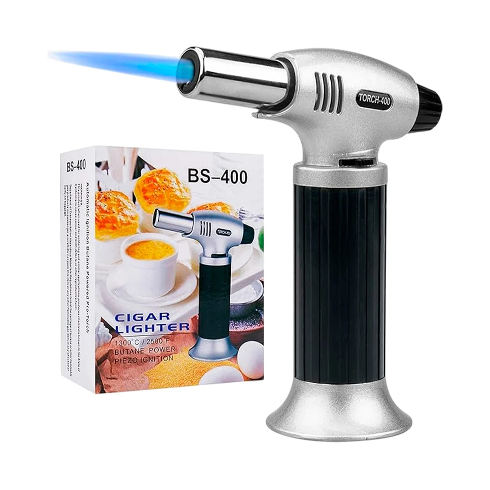 1pza Mini soplete de mano bicolor, con mango y bloqueador de gas, usos varios