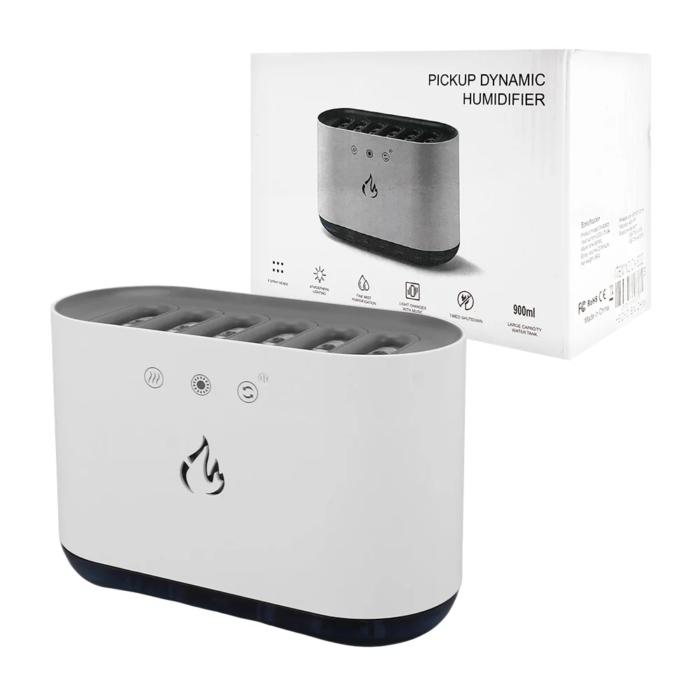 Humidificador rectangular, con iluminación led de colores dinámica, usos varios