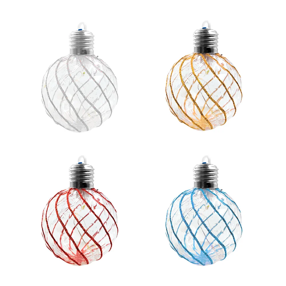 1pz esfera navideña colgante, 10cm transparente, brillantina y luz rgb, surtido