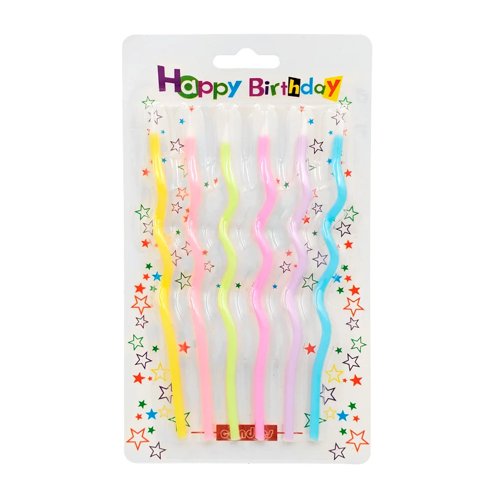 Blíster con 6 velas espiral para cumpleaños en colores pastel / f4304