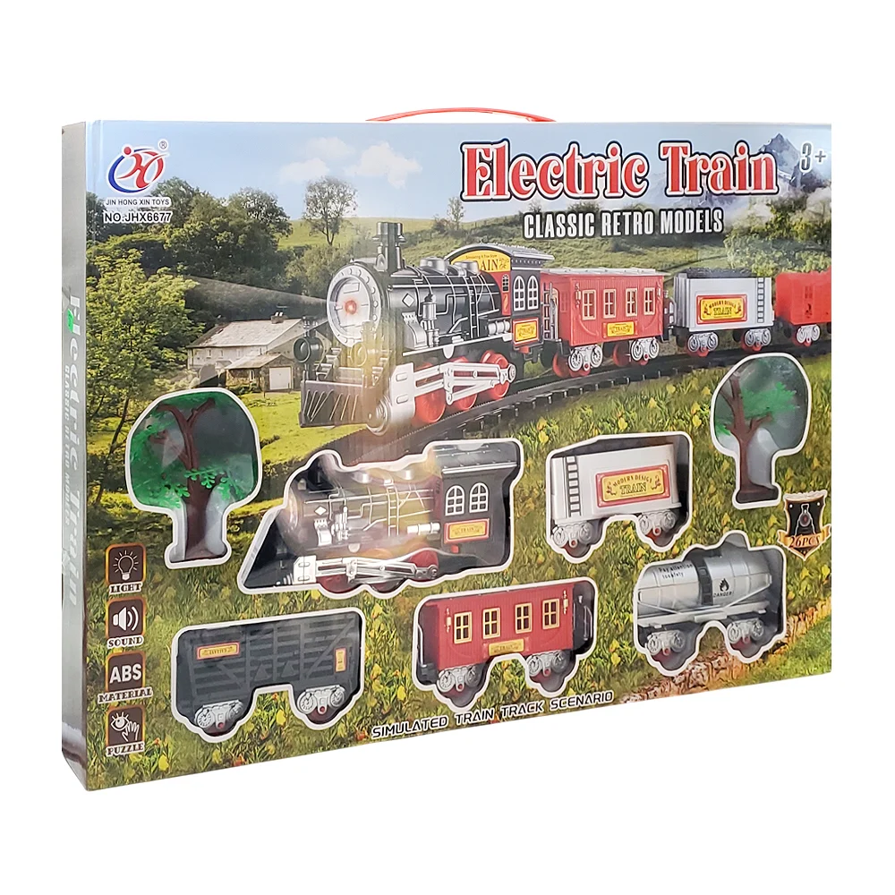 Tren eléctrico de 26pz con luz y sonido, pista montable + accesorios / jhx6677
