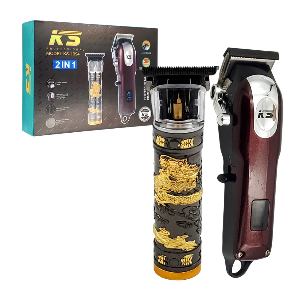 Kit 2 en 1 con trimmer con diseño de dragón y rasuradora con pantalla digital
