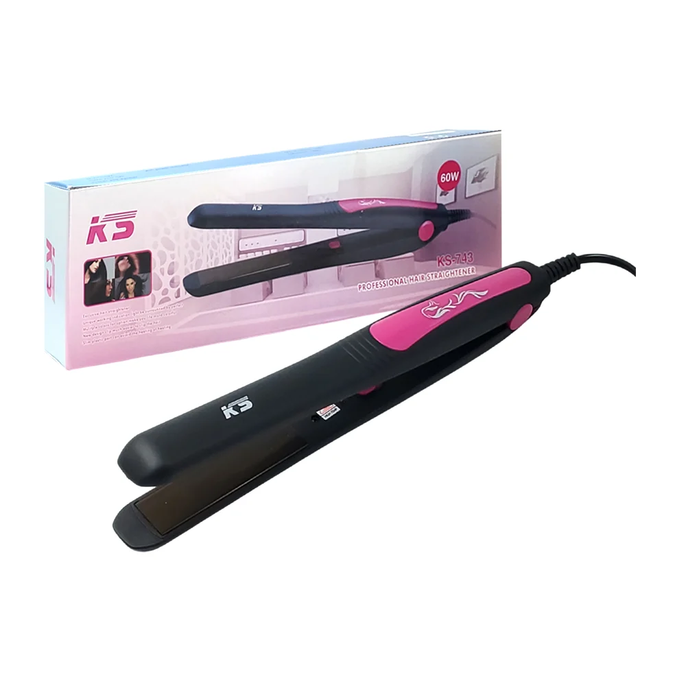 Plancha alaciadora ks profesional con placas de cerámica, potencia de 60w