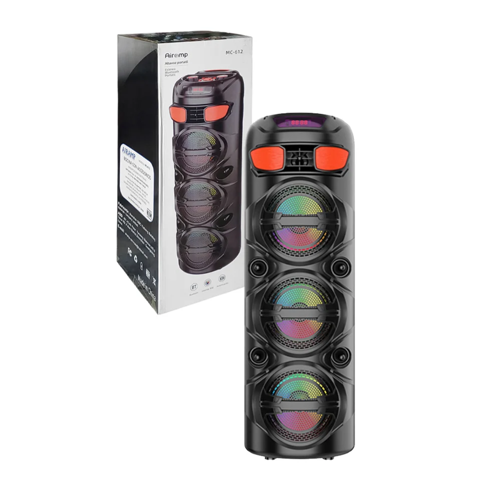 Bocina bafle altavoz 8inx2 inalámbrico, multifuncional con luz rgb / mc-612