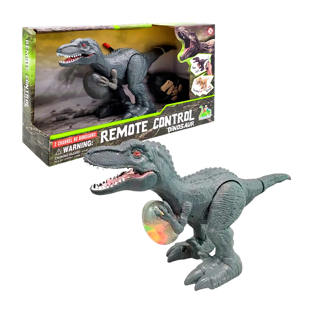 Dinosaurio eléctronico con  luz, sonido y movimiento + control remoto y huevo