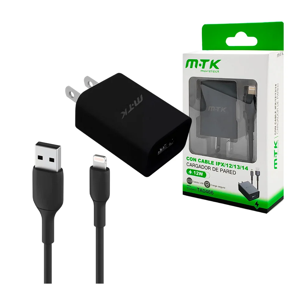 Combo cargador con cable usb a lightning y cubo cargador de 12w, usos varios
