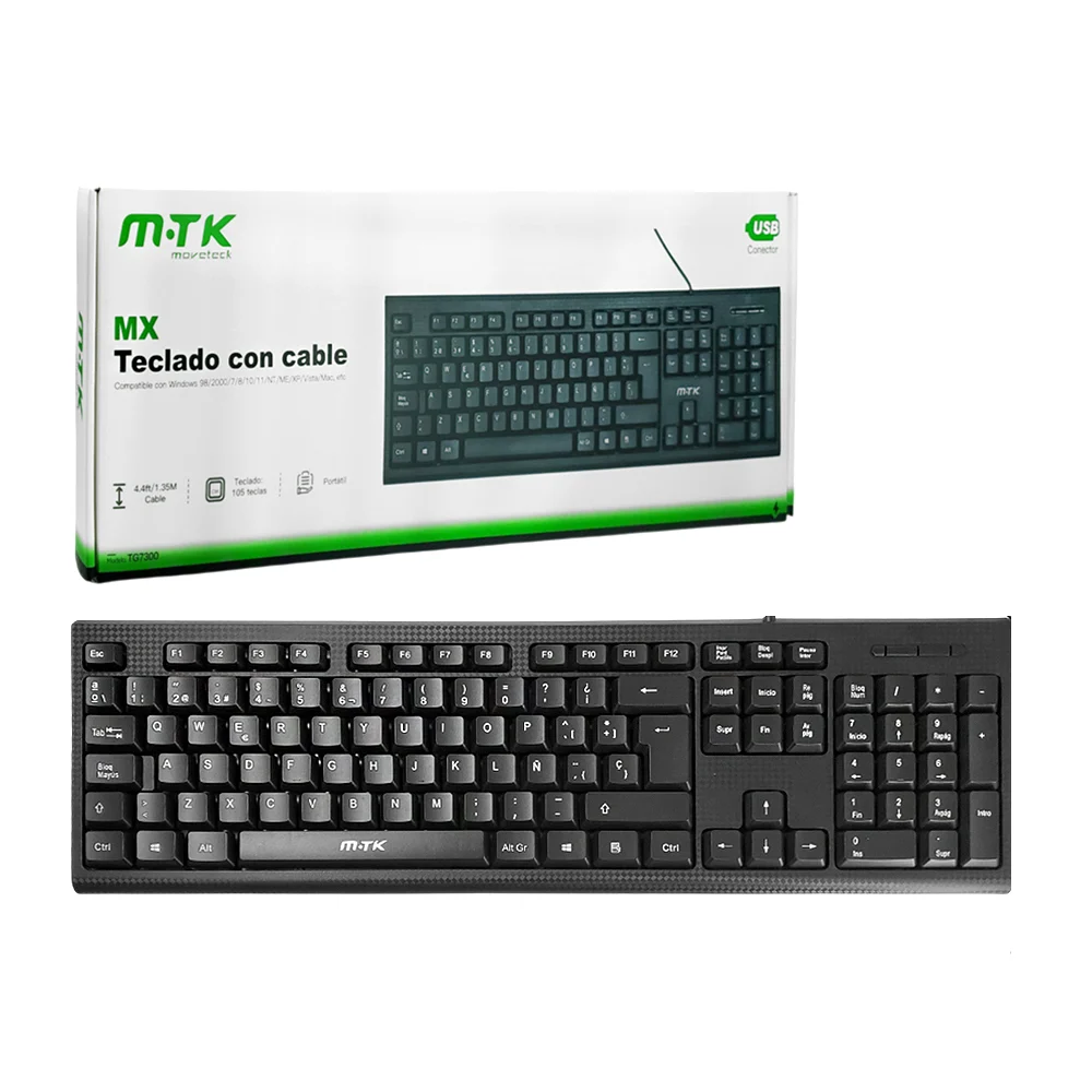 Teclado alámbrico de oficina, con 105 teclas y entrada usb, variedad de usos