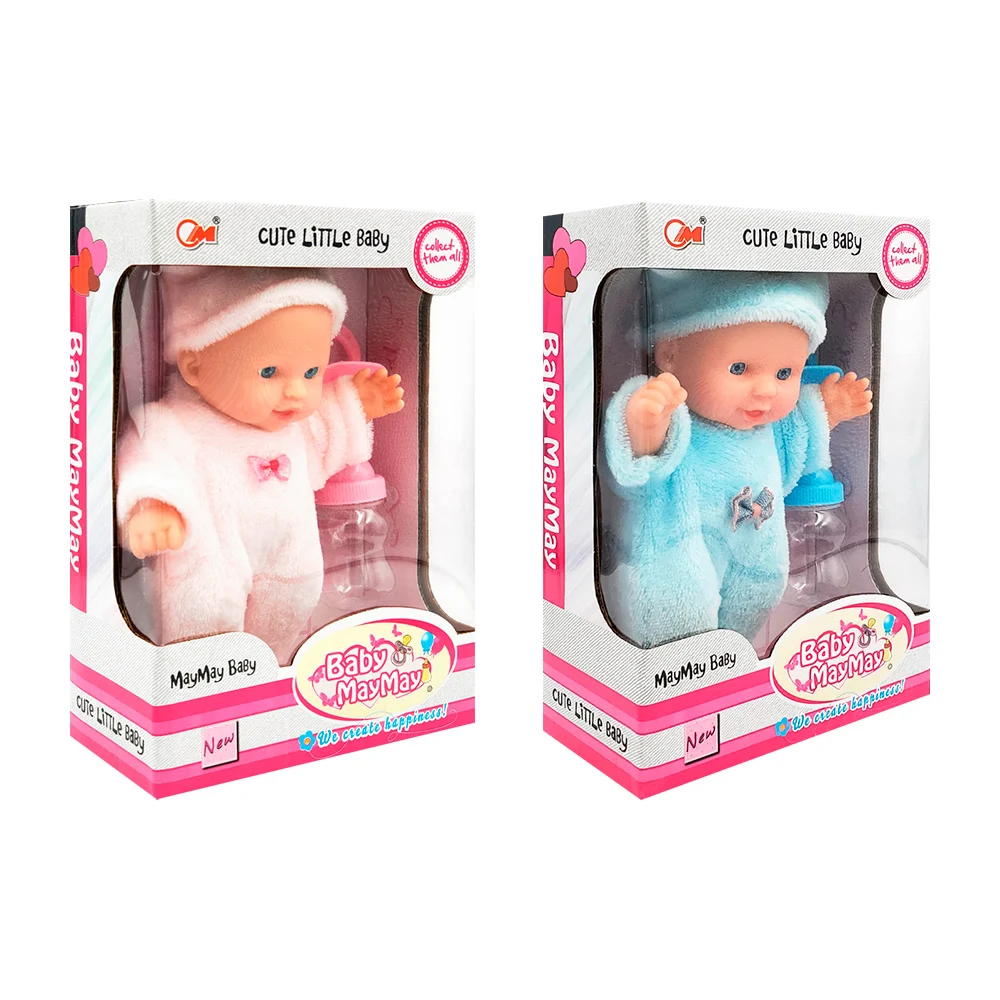 Muñeca bebé baby maymay con mameluco afelpado, gorro, biberón y chupón / ts75132