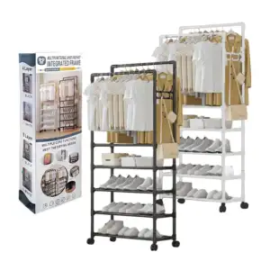 Closet organizador multifuncional con rueditas, 2 tubos para la ropa …