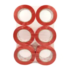 Paquete con 6 cintas rojas para empaque, 150m de largo / 150m