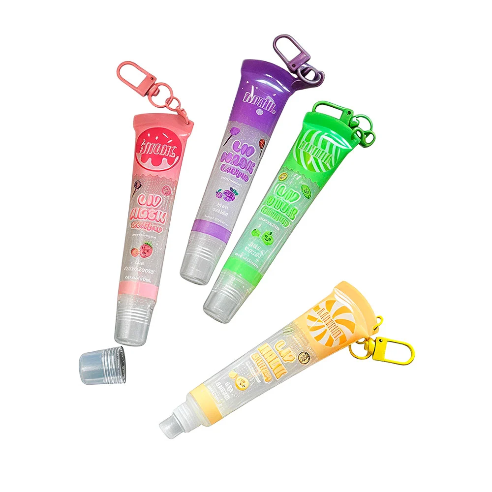 1 pza llavero lip gloss lollipop mágico, 18ml, variedad de aromas con glitter