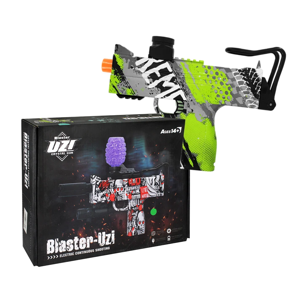 Pistola de hidrogel recargable eléctrica tipo uzi de disparo continuo con diseño y lentes protectores, variedad de modelos / blaster-uzi / 777