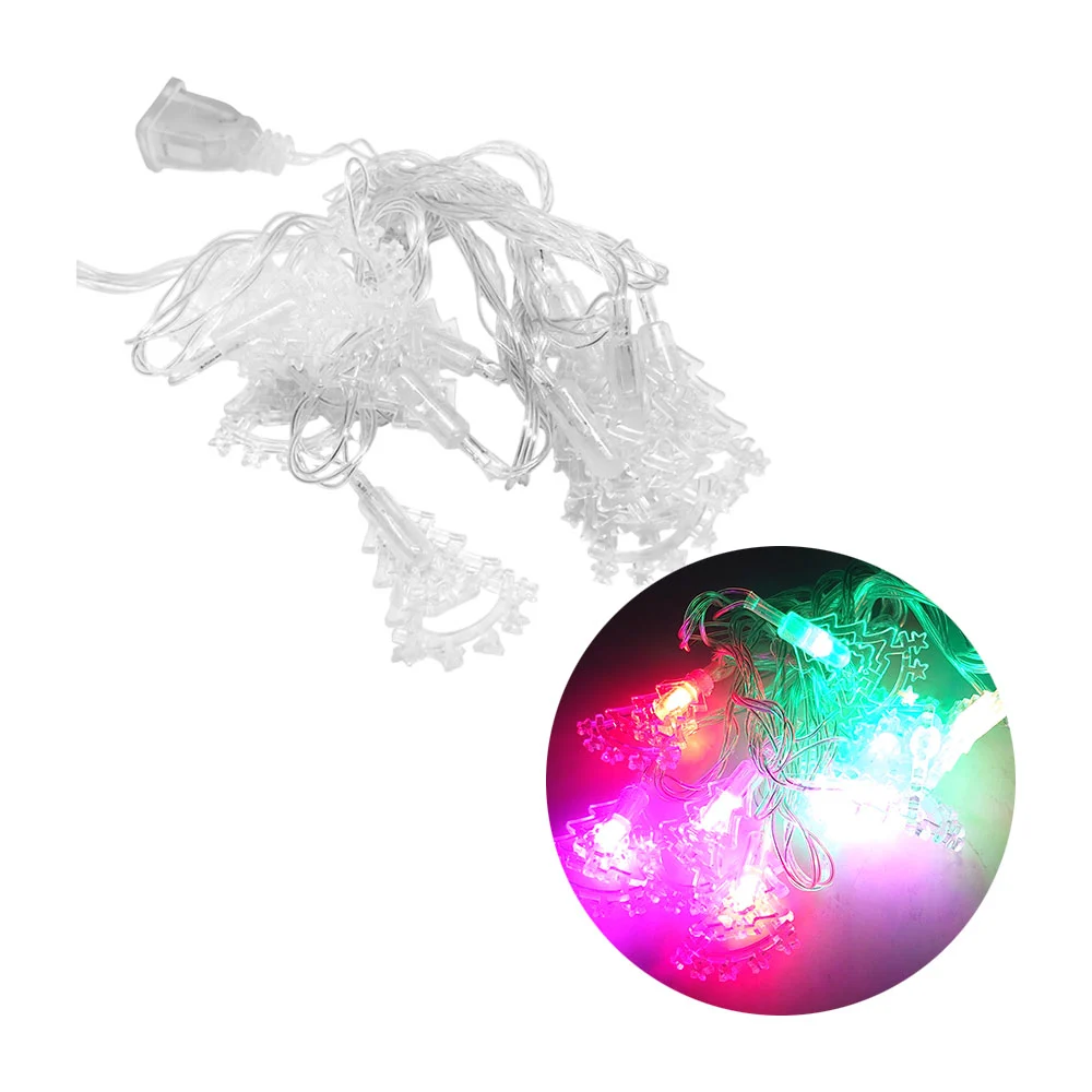 Serie navideña multicolor en forma de arbolito navideño, cable transparente 3m