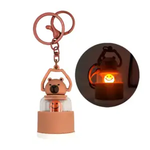 Llavero en forma de lámpara vintage con diseño de capibara + luz