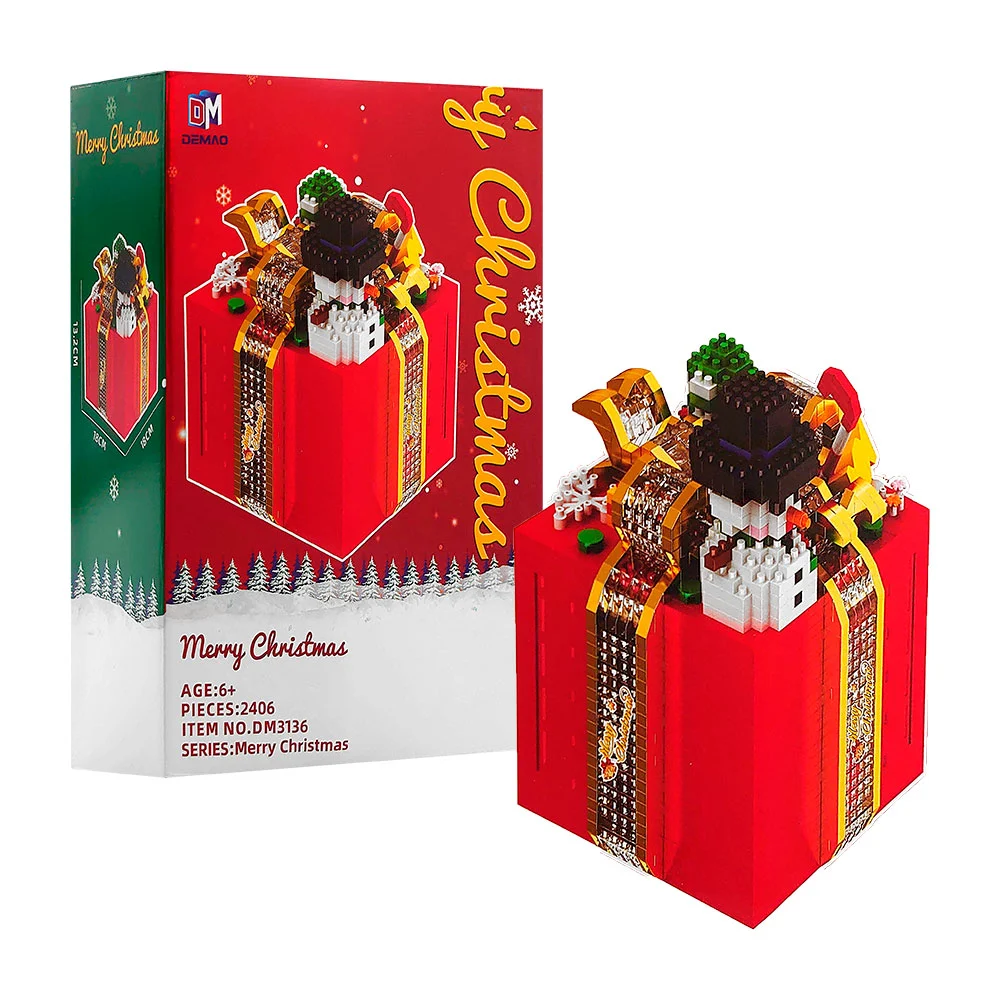 Armable de mini bloques armables, 2406 pzas, caja de regalo con muñeco de nieve