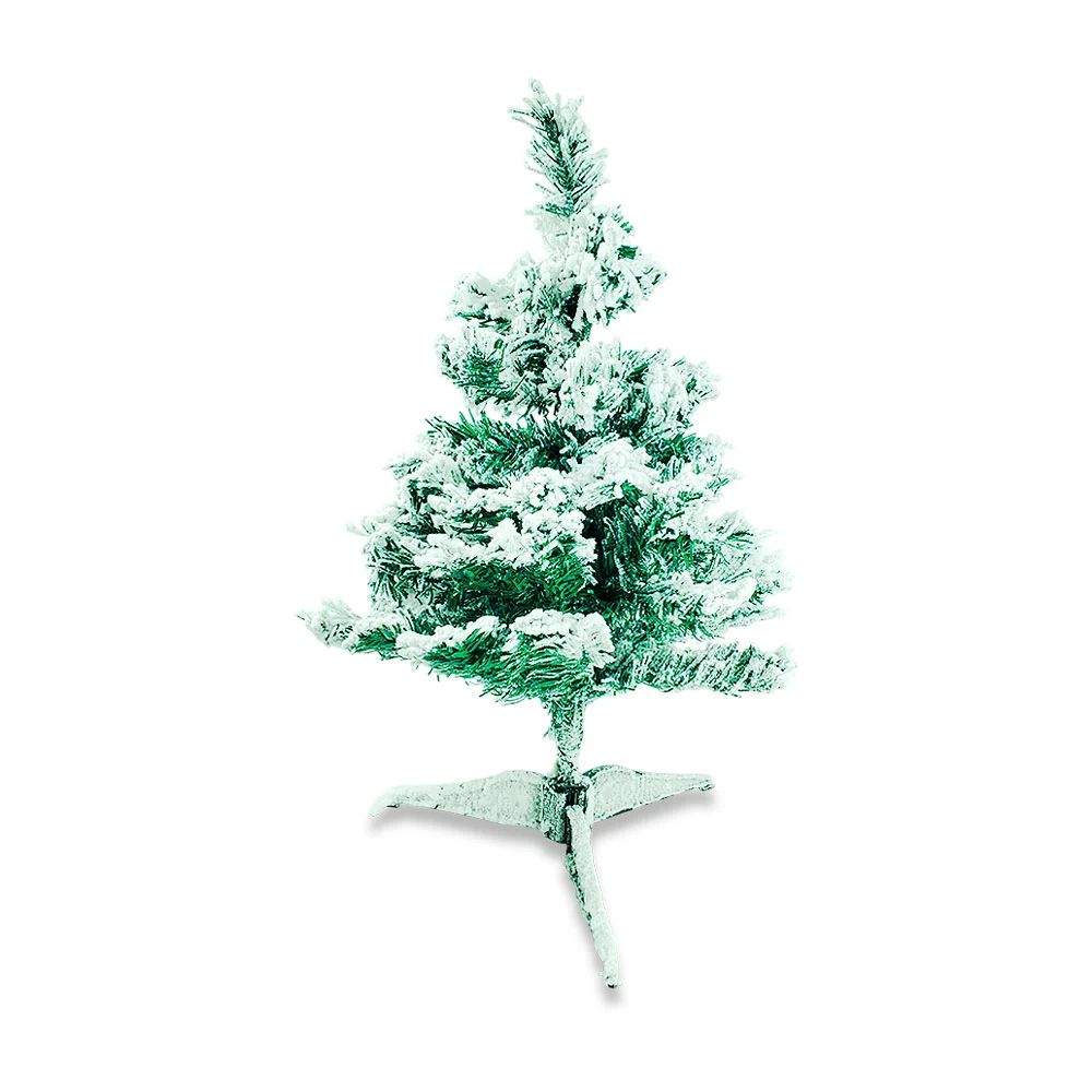 Pino / árbol de navidad artificial chico en color verde + efecto nevado, 45cm