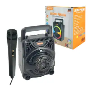 Bocina 3in tipo karaoke, portátil, soporte para el celular + micrófon…