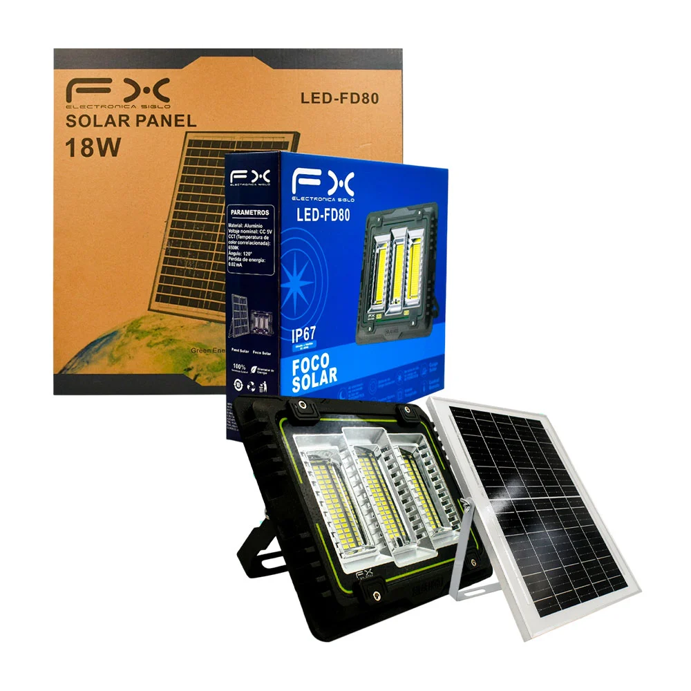 Lampara reflector a prueba de agua, 200w, encendido automático + panel y control