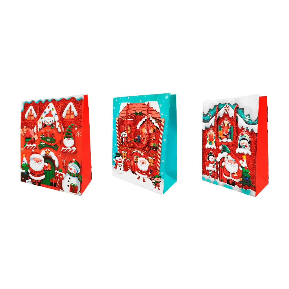 1pz bolsa navideña 18x23x8cm, con detalles de brillantina, variedad de modelos