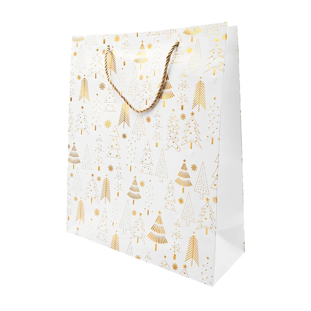 1pz bolsa de regalo, estampado navideño, relieve y detalle dorado, 26x32x10 - Imagen 6