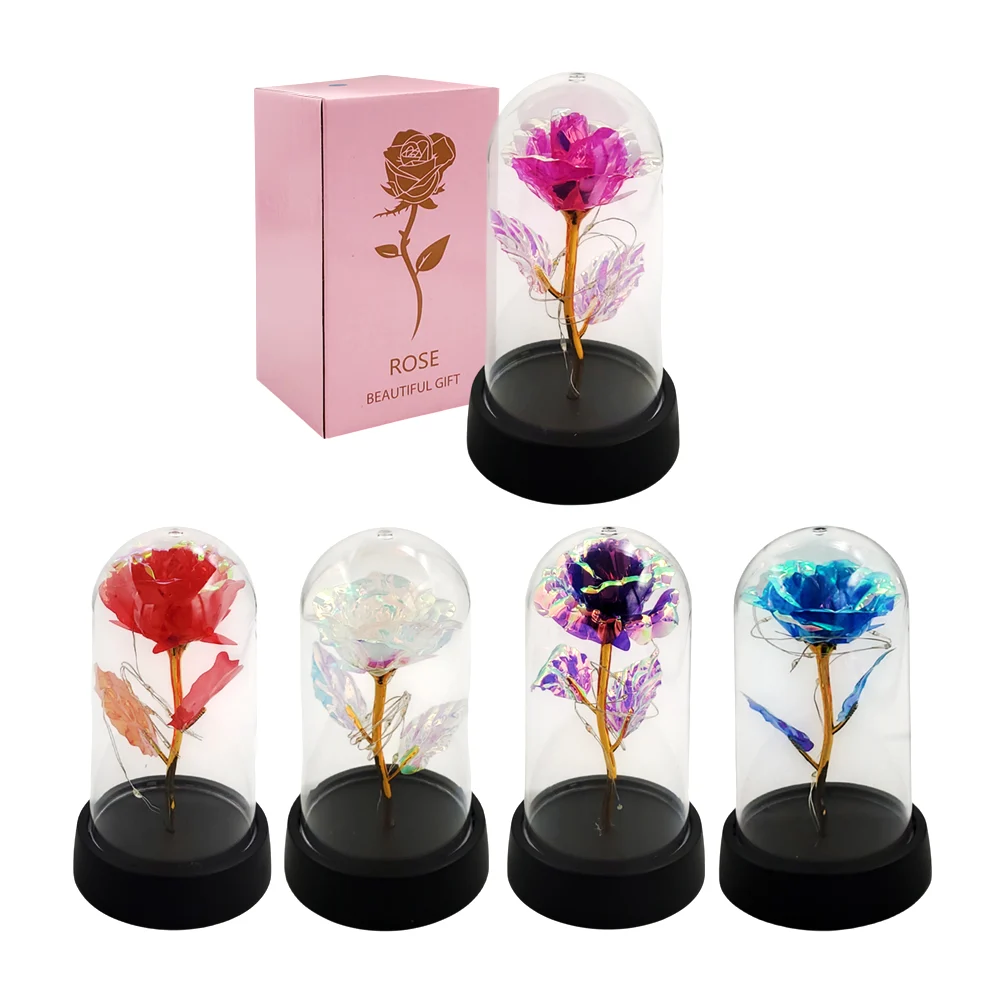 Lámpara decorativa de cristal con rosa encapsulada, varios colores / lu4047