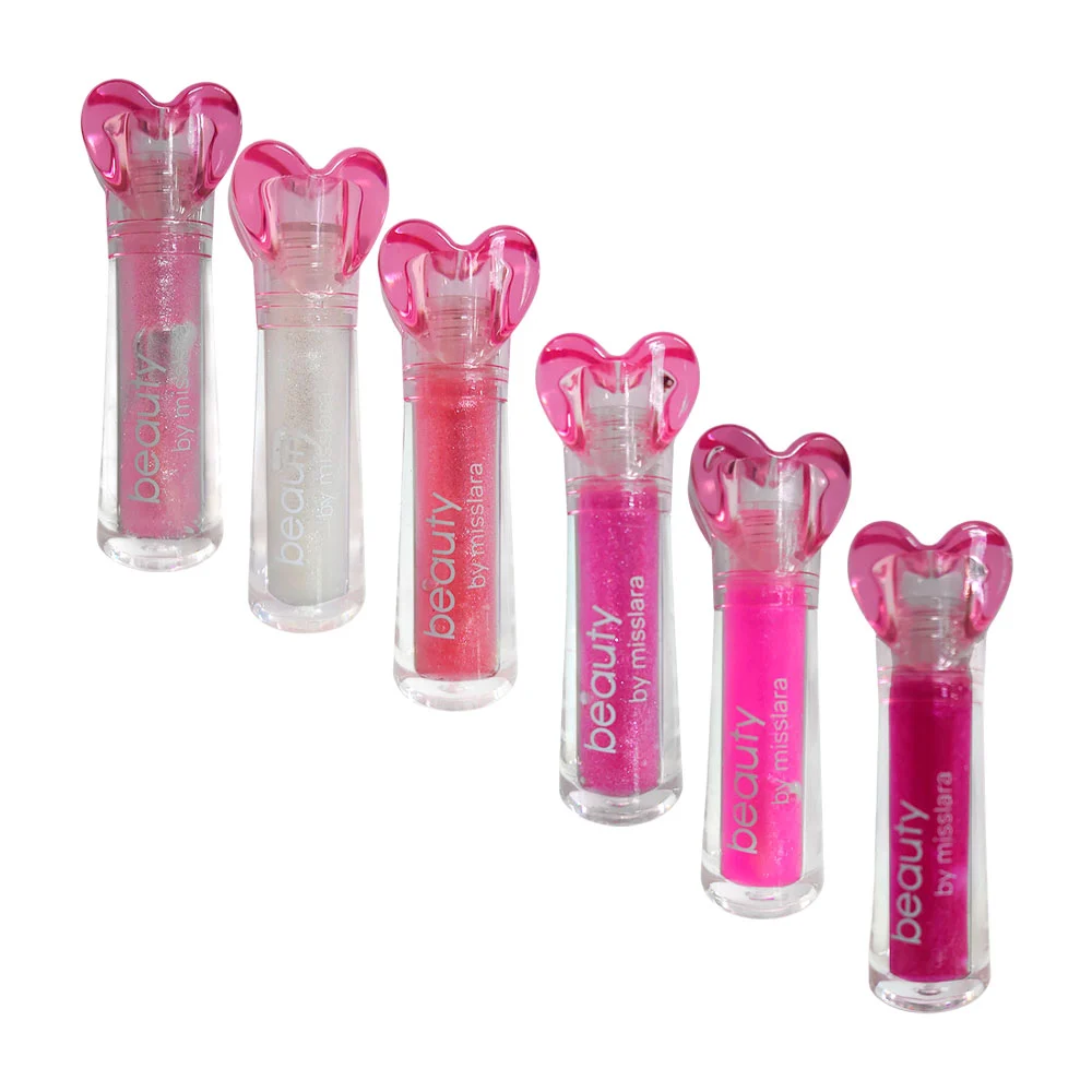 1pz lip gloss beauty, humectante con glitter, tapa de corazón, variedad de tonos