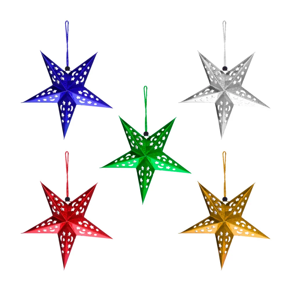 1pz, farol colgante de adorno en forma de estrella con diseño holográfico / 52cm