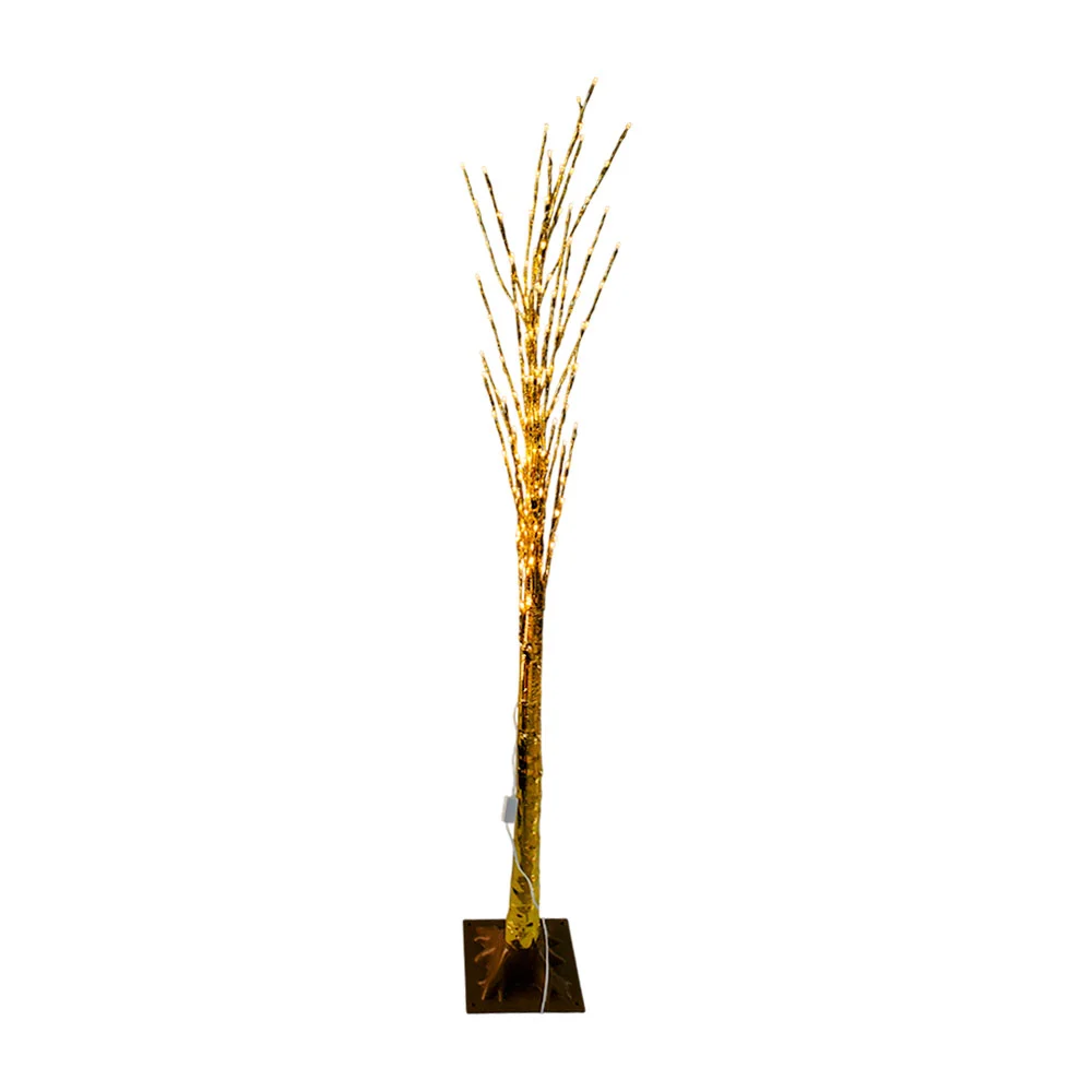 Árbol dorado decorativo con focos led tono cálido, 1.6m de altura / sf-256