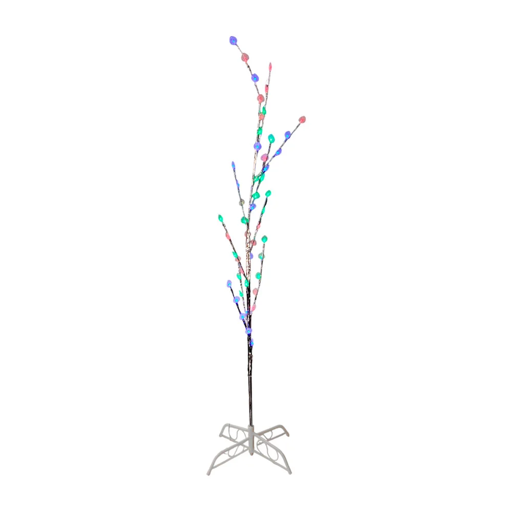 Árbol plateado decorativo, focos led tipo corazón transparente multicolor, 1.5m