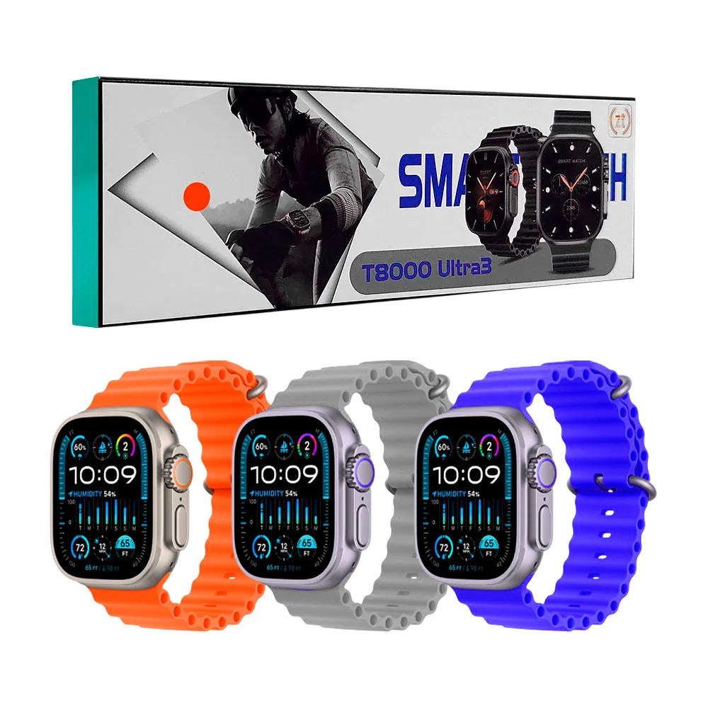 Reloj smartwatch, t8000 ultra3 con correa de plástico, variedad de colores 