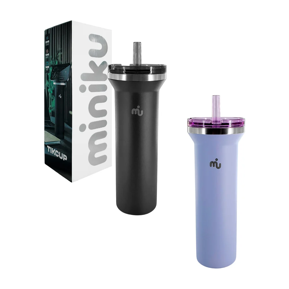 Termo de acero inoxidable, 1080ml + popote, tikcup, con soporte para celular