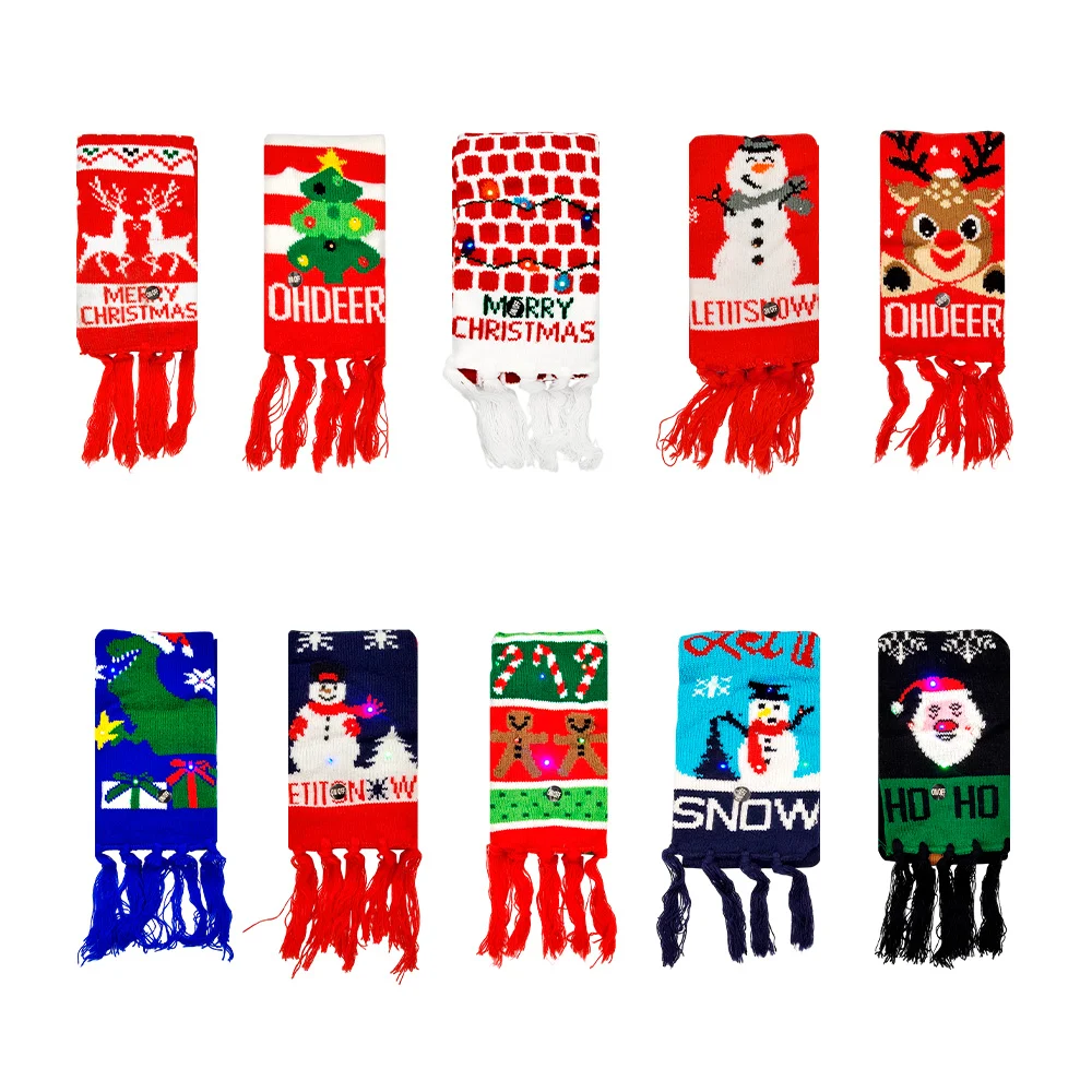 1pza Bufanda tejida con diseño navideño y luces led rgb 110cm, variedad de diseños y colores / zy-scarf115 / yz-121011 / zy-121012 / zy-121014