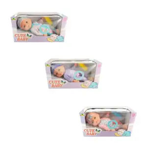 Muñeca bebé cute baby con mameluco, gorro, biberón y sonido, varios c…