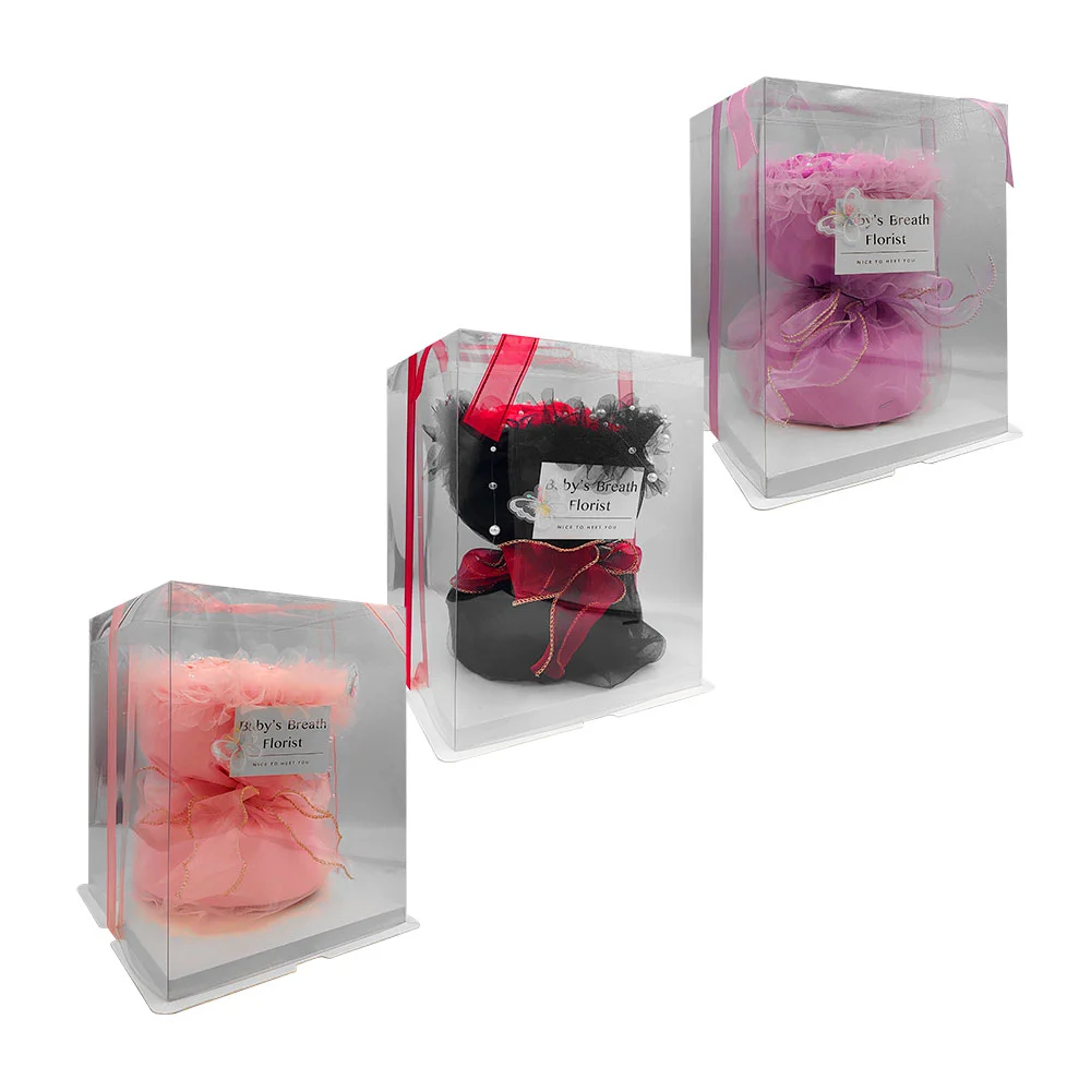 Adorno decorativo en forma de copa, 9 rosas, perlas, tul y mariposa, variedad