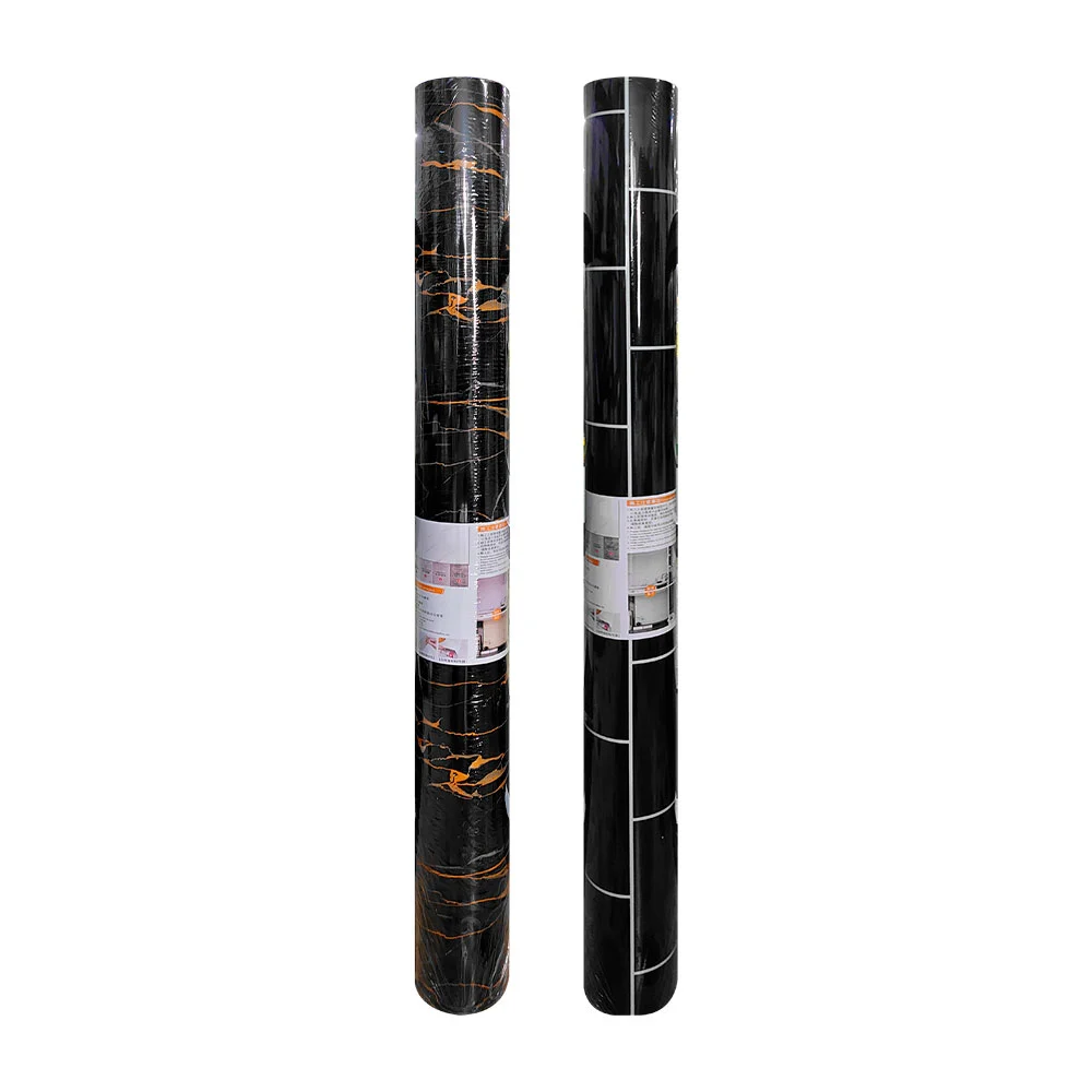 Rollo de papel tapiz autoadhesivo + estampado de marmol-ladrillo negro, 120cmx3m