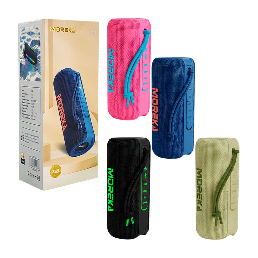 Bocina moreka cilíndrica, inalámbrica, portátil, sonido envolvente y luz rgb