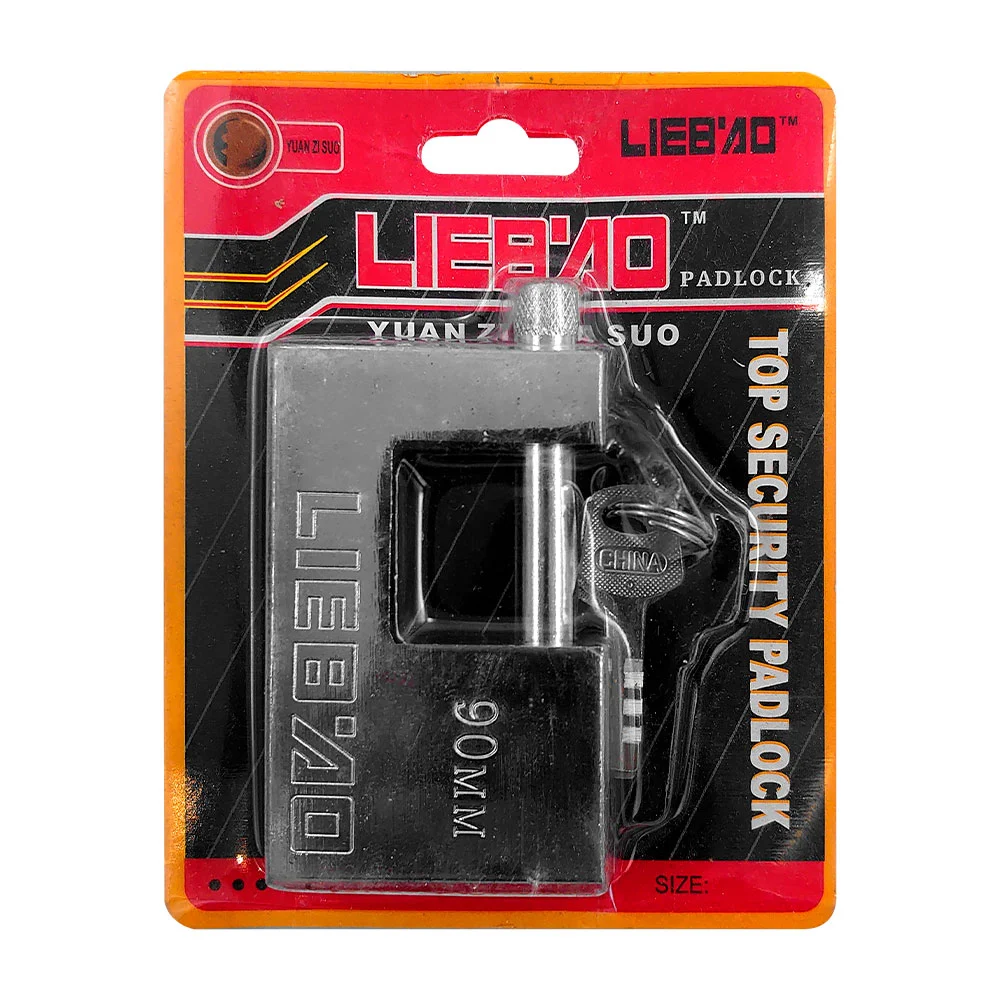 1pza Candado grande de estilo antipalanca, con cuerpo de acero y juego de 3 llaves metálicas, variedad de funciones / 90mm / liebao / padlock