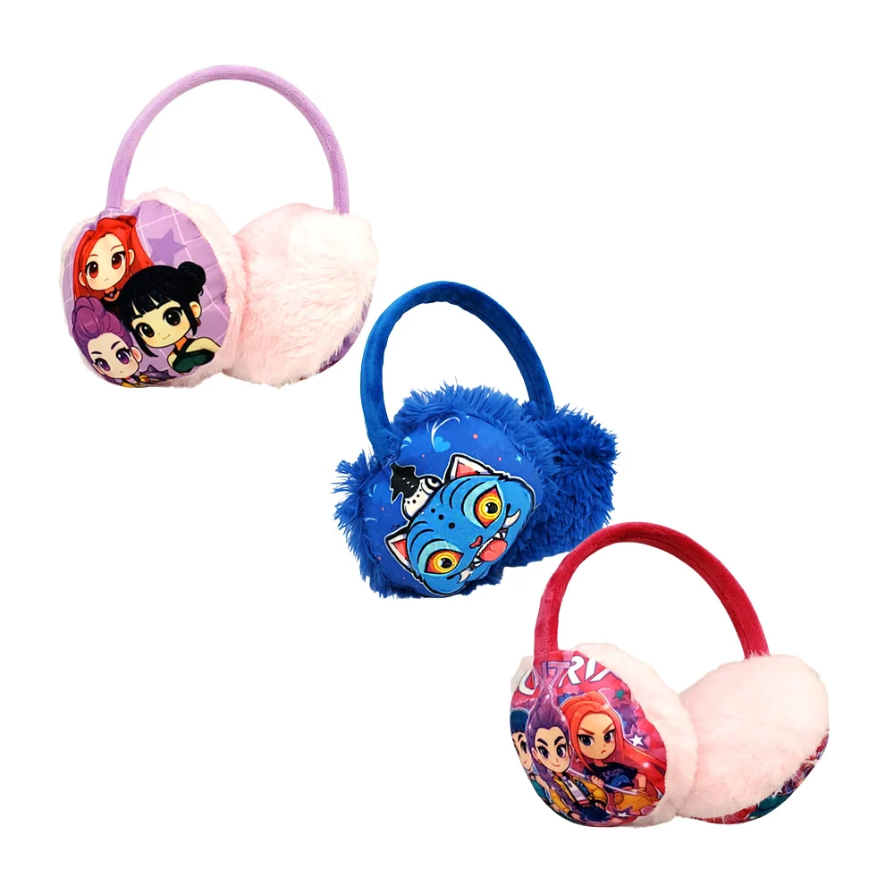 Orejeras infantiles, afelpadas con estampado de kpop demon hunters, variedad