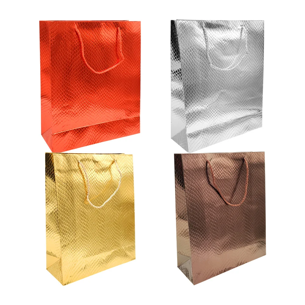 Bolsa de regalo 32x26x10cm, efecto escamas con relieve en metálico, variedad