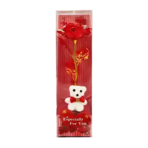 Rosa translúcida con efecto tipo tornasol + oso con moño, variedad de…