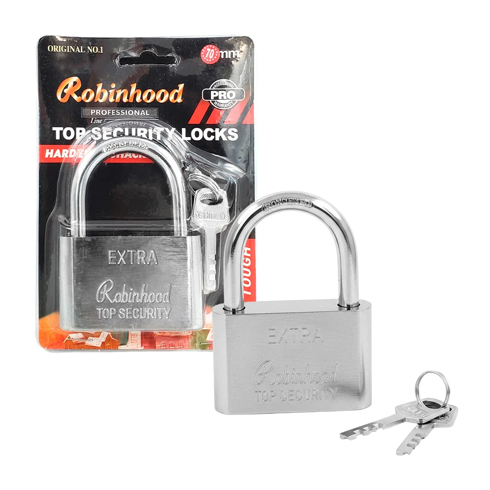 Candado robinhood de 70mm con gancho medio, alta seguridad + juego de llaves