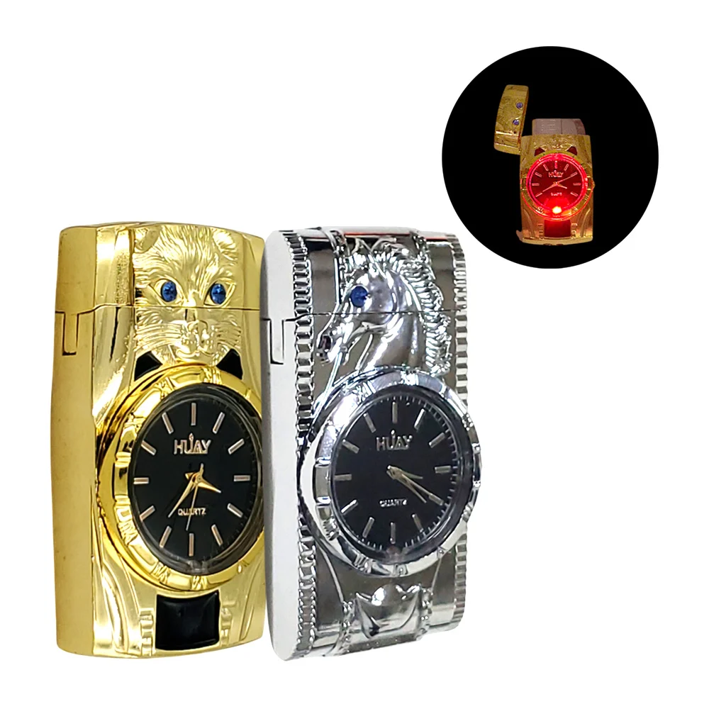 Encendedor recargable con reloj de manecillas, variedad de modelos 